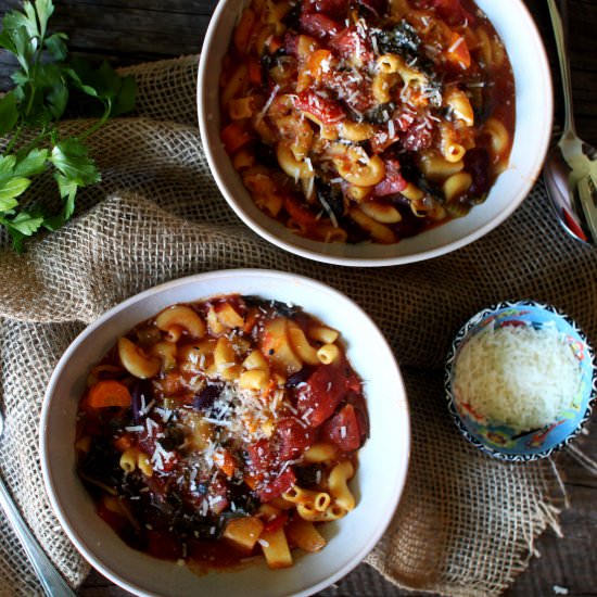 Tomato Soup with Beans & Pasta
