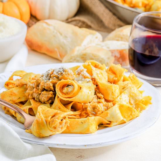 Creamy Pumpkin and Pork Pappardelle