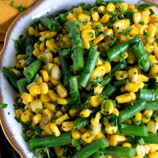 Herb Buttered Corn and Green Beans