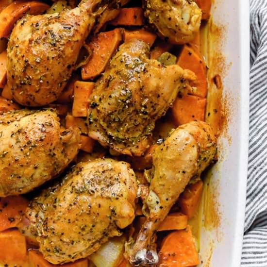 Roasted Chicken and Sweet Potatoes