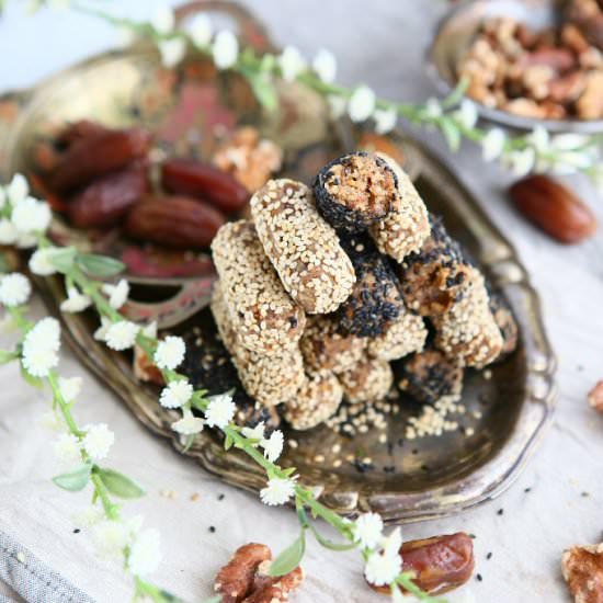 Fresh Ginger Walnut Sesame Logs