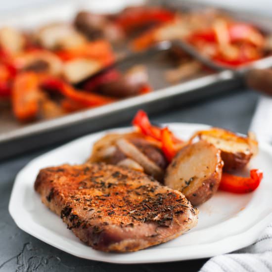 Sheet Pan Pork Chops and Vegetables