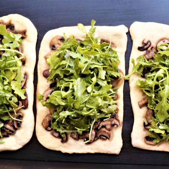 Arugula Topped Mushroom Flatbreads