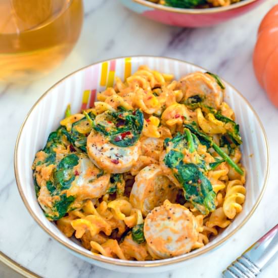 Pumpkin Pasta with Chicken Sausage
