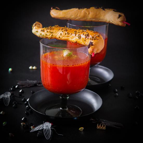 tomato leek soup with snakes