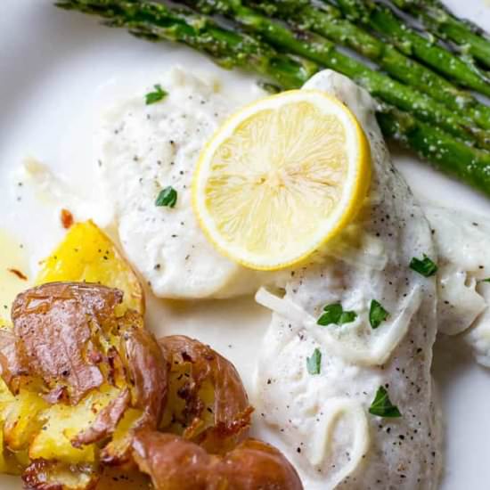 Walleye with lemon cream sauce