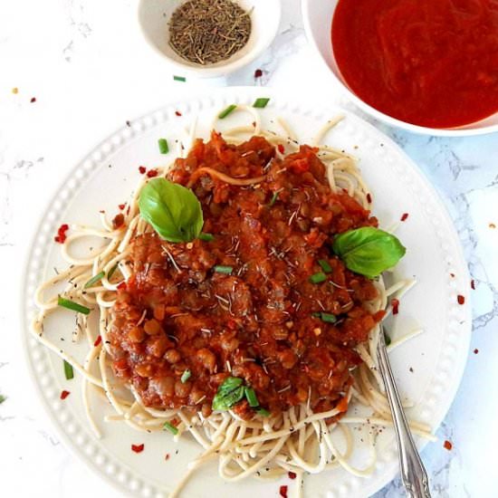 Spaghetti Lentil Bolognese
