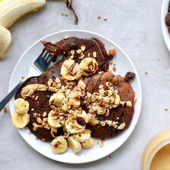 Chocolate Chickpea Flour Pancakes