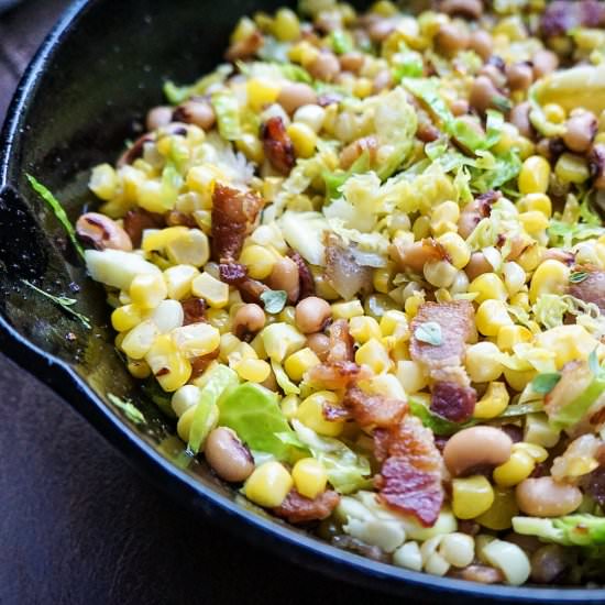 Roasted Corn and Brussels Sprouts
