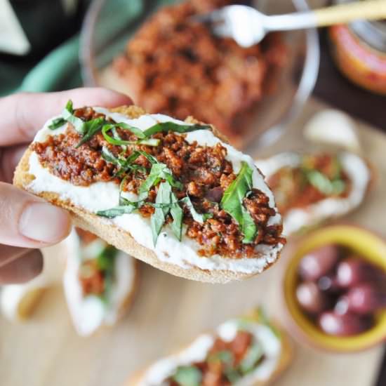Sun-dried Tomato Ricotta Crostini