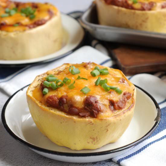 Chili Cheese Spaghetti Squash Bowls