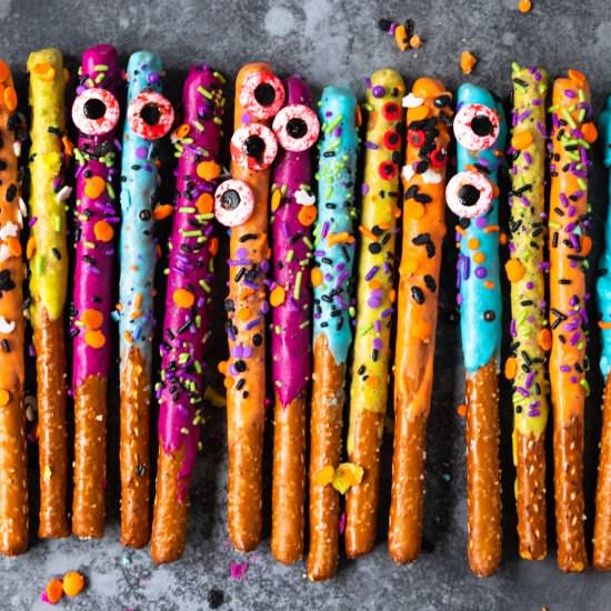Monster Yogurt Covered Pretzel Rods