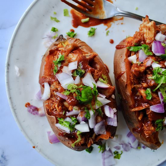 BBQ chicken stuffed sweet potato