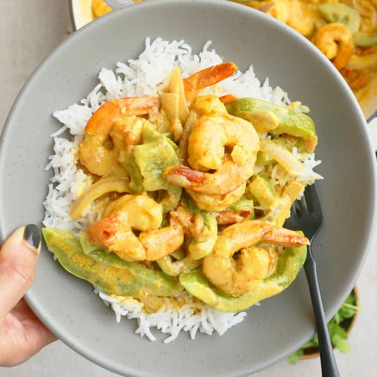 One Skillet Coconut Curry Shrimp