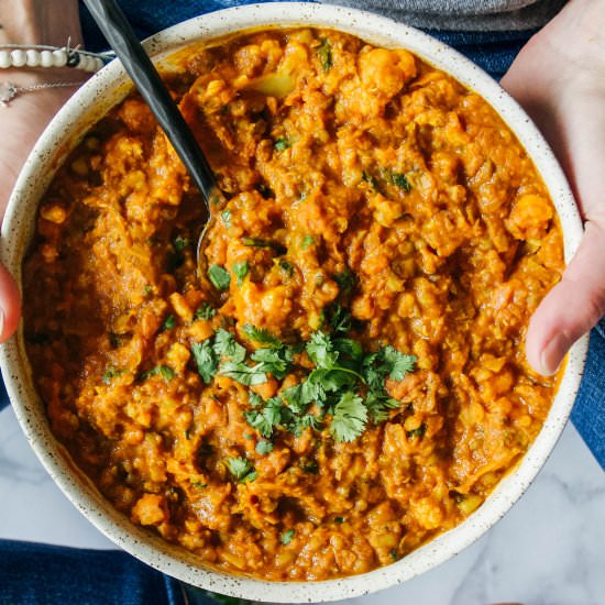 vegan mung bean cauliflower curry