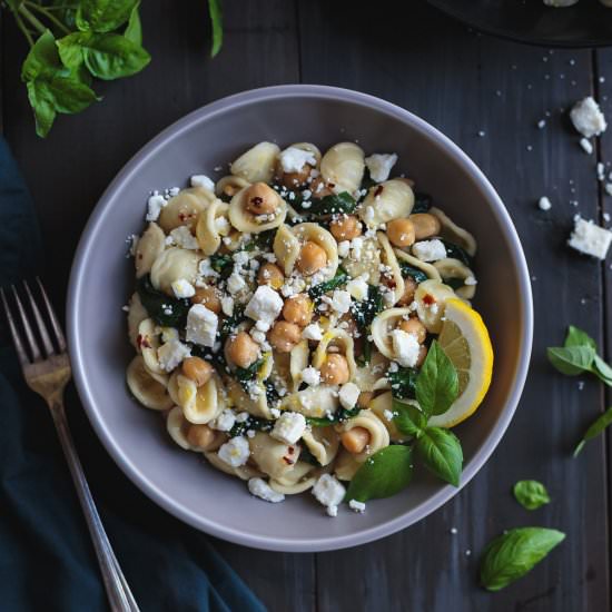 Orecchiette with Chickpeas and Feta