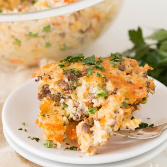 GROUND BEEF AND RICE CASSEROLE