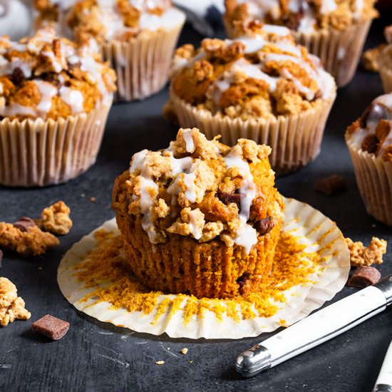 Pumpkin Choc Chip Streusel Muffins