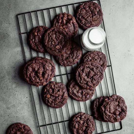 Triple Fudgy Chocolate Chip Cookies