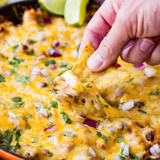 EASY ONE SKILLET CHEESY BLACK BEAN