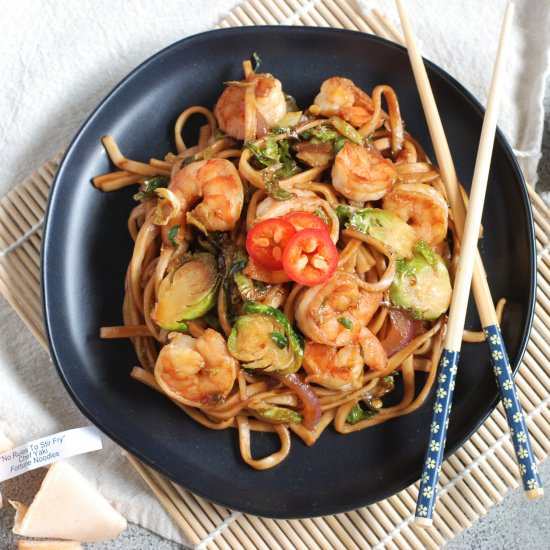 Shrimp and Brussels Sprout Stir Fry