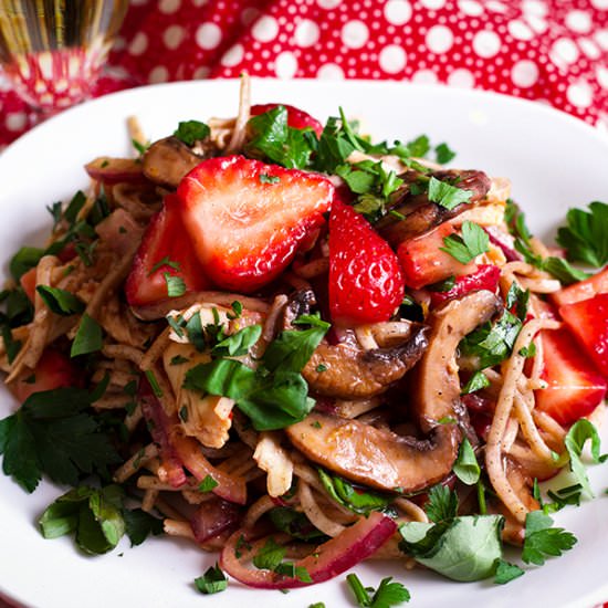 Mushroom and Strawberry Stir fry