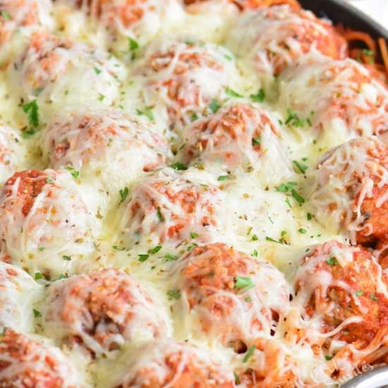 Spaghetti and Meatballs Bake