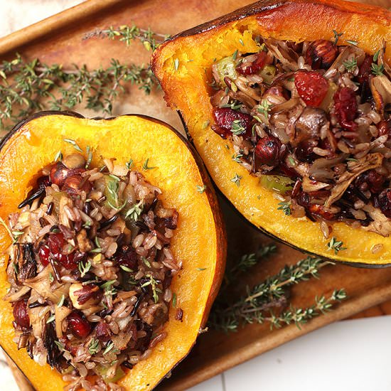 Wild Rice Stuffed Acorn Squash