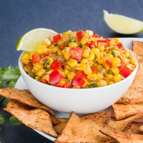 Pan-Roasted Corn Salsa (Oil Free)