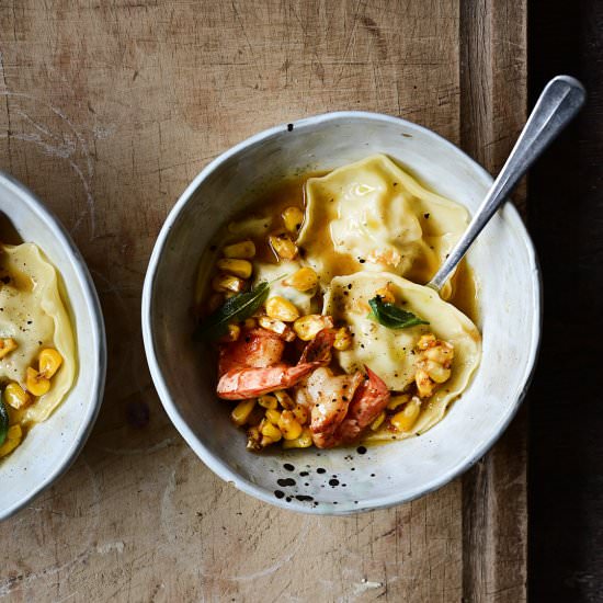 Pork and prawn ravioli
