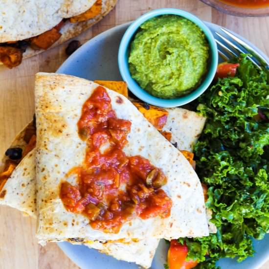Black Bean Sweet Potato Quesadillas