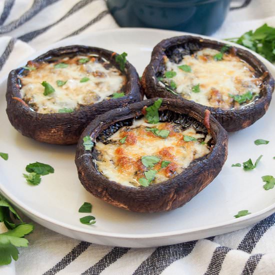 Baked portobello mushrooms