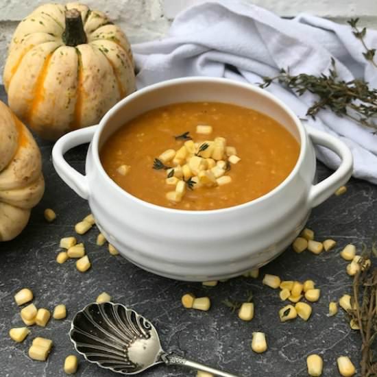 Easy Pumpkin and Sweetcorn Soup