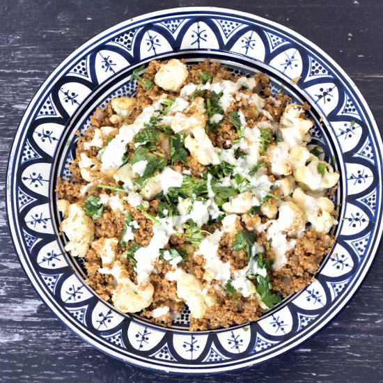 Bulgur pilaf with roast cauliflower