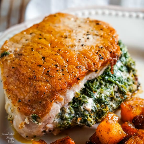 Spinach Stuffed Pork Chops
