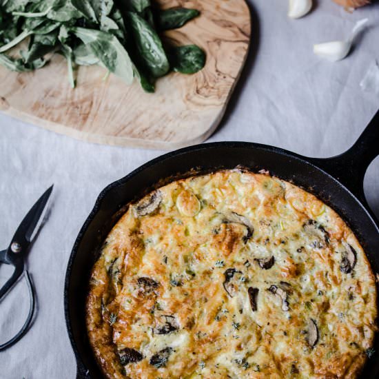 Leek Shiitake Goat Cheese Frittata