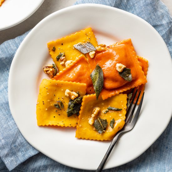 Pumpkin Ravioli with Sage