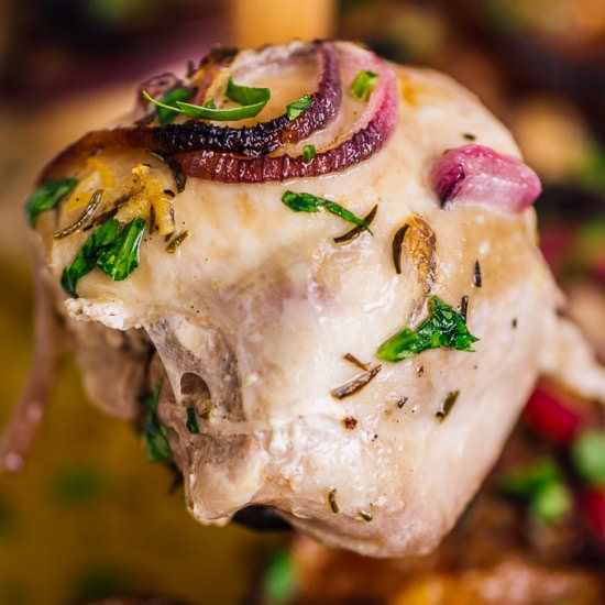 Baked Lemon Garlic Chicken Thighs
