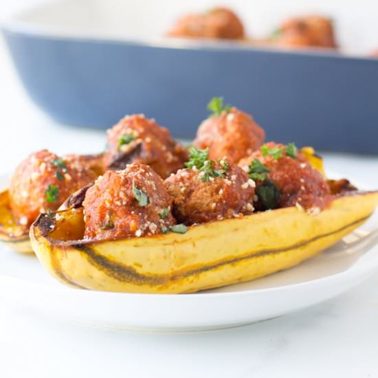 Meatball Stuffed Delicata Squash