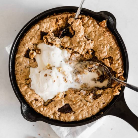 Brown Butter Oatmeal Skillet Cookie