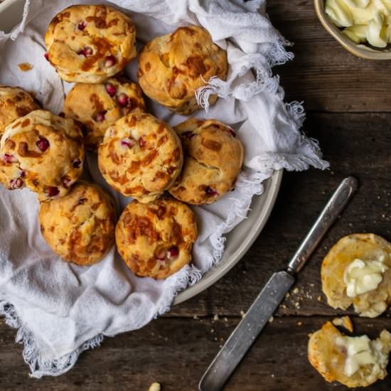Holiday Cheddar Pomegranate Biscuit