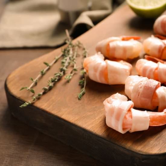 Honey-Glazed Bacon-Wrapped Shrimp