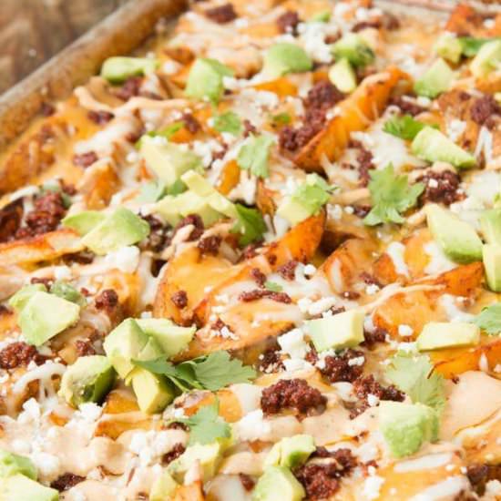 CHORIZO LOADED CHEESY POTATOES