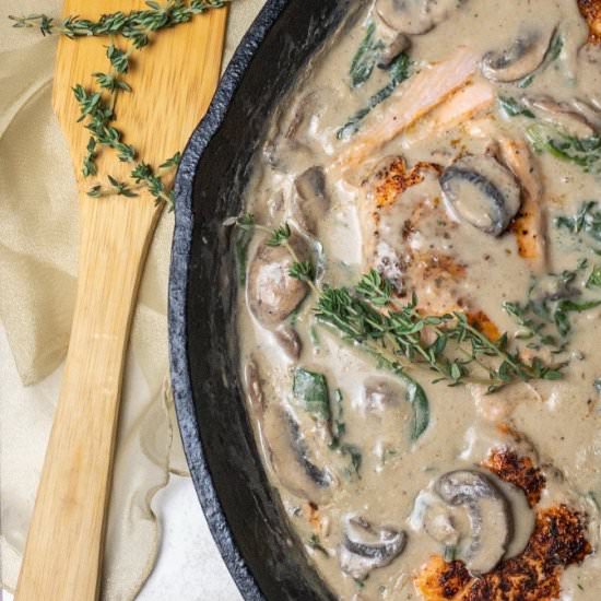 Blackened Salmon w/ Cream Sauce