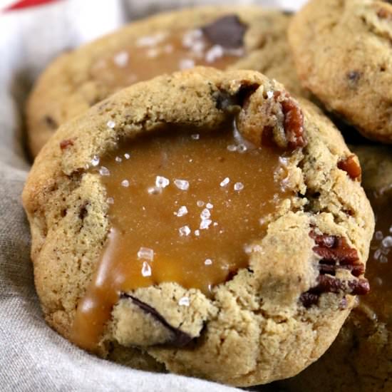 Salted Caramel Turtle Cookies