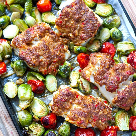 Baked Cod With Brussels Sprouts
