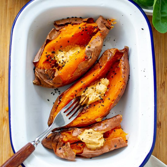 Baked Sweet Potatoes & Miso Butter