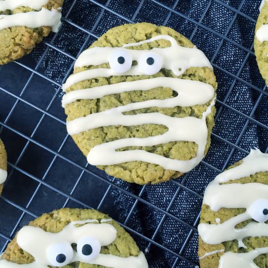 Green Halloween Mummy Cookies