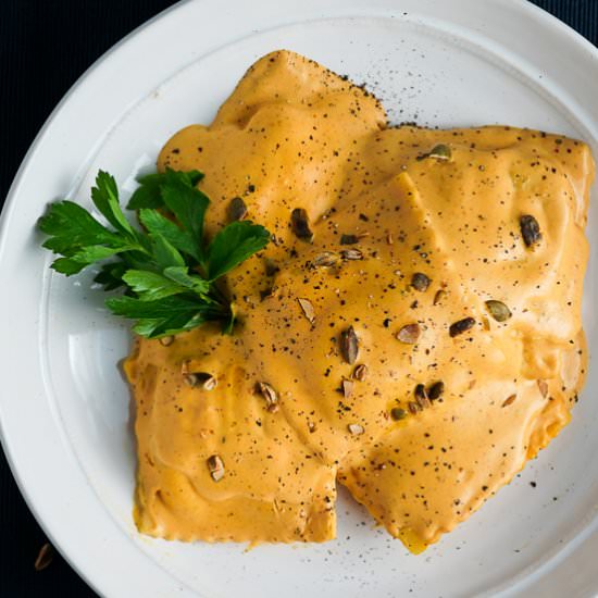 Ravioli with Pumpkin Cream Sauce