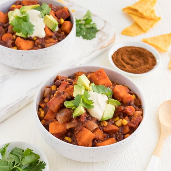 Vegan Sweet Potato Black Bean Chili